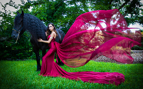 Quinceanera photography with horse in Villa Blanca