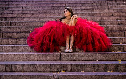 Sweet Sixteen, fotos de quinces en New York vestido rojo Bella Quinces